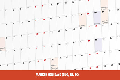 2025 Wall Planner A3 (42 x 29.7cm) - Jan To Dec Full Year Uncoated Wall Planner 2025 UK - Wall Calendar 2025 with mount stickers for home, office and school
