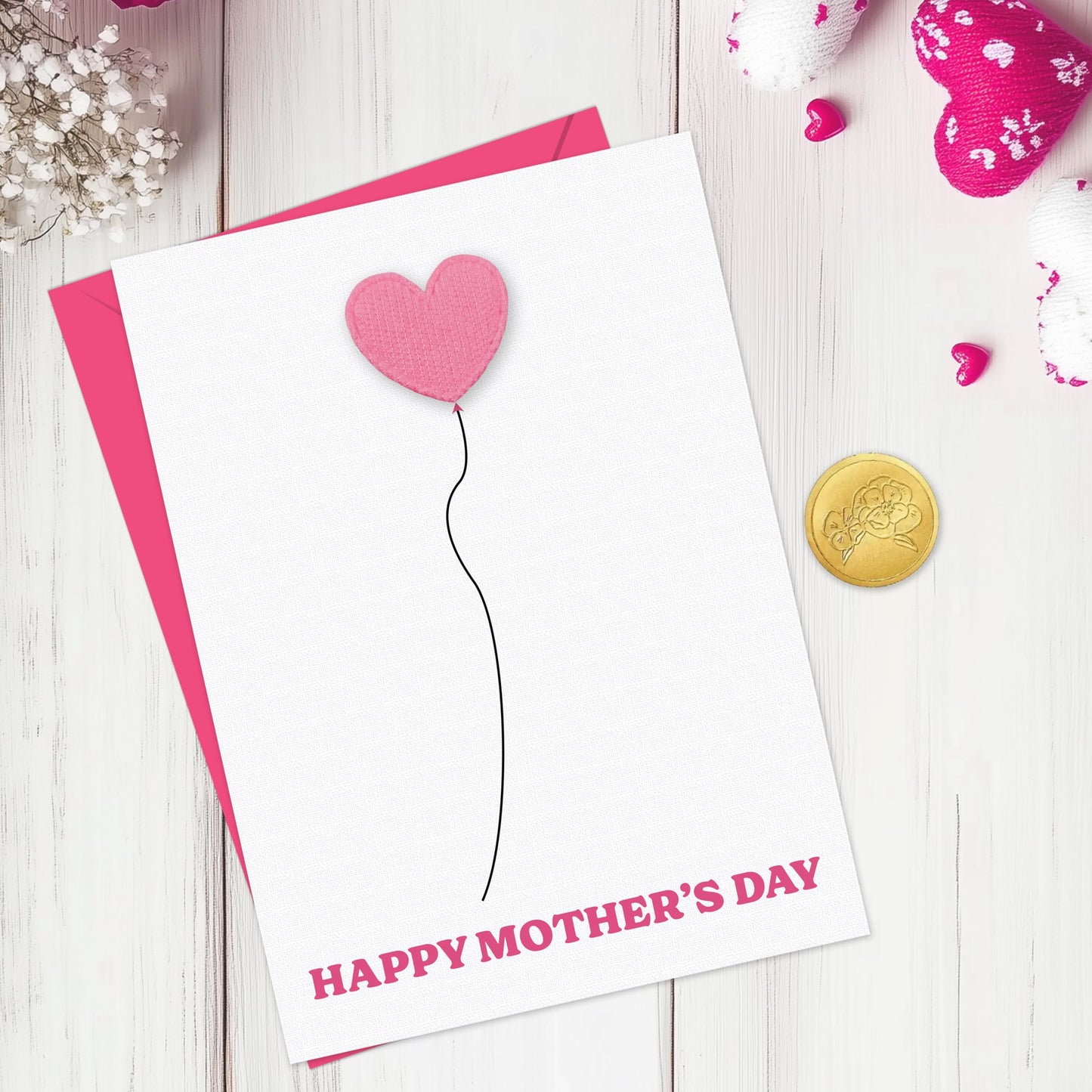 3D Mothers Day Card for Mum | Pink Padded Heart with Embossed Sticker & Pink Envelope | Happy Mother's Day Card from Daughter or Son | 18x13 cm – Eco-Friendly 350 GSM - Made in the UK