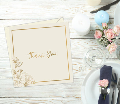 10 Cold-Foiled Thank You Cards Multipack with Envelopes - Elegant Design Thank You Greeting Cards for Teachers, Kids - Fully Recyclable and Eco-Friendly - 300 GSM
