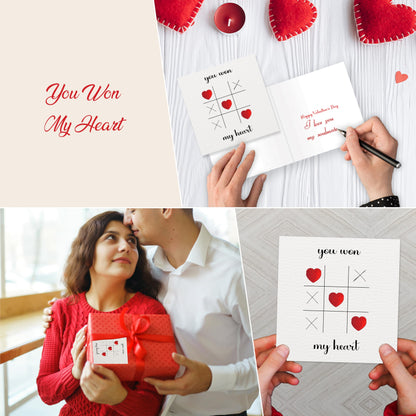 Valentines day card – You Won My Heart – Red Foil Heart Design – Eco-Friendly 150 x 150mm – Perfect Valentines Card for Him, Her, Husband, Wife, or Fiancé – Premium 350 GSM – Made in the UK