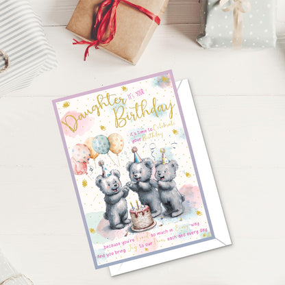 Giftinghouse Daughter Birthday Card with Envelope - Foiled Traditional Greeting Card, Large Size (8.8x6.3 inch) - Made in the UK