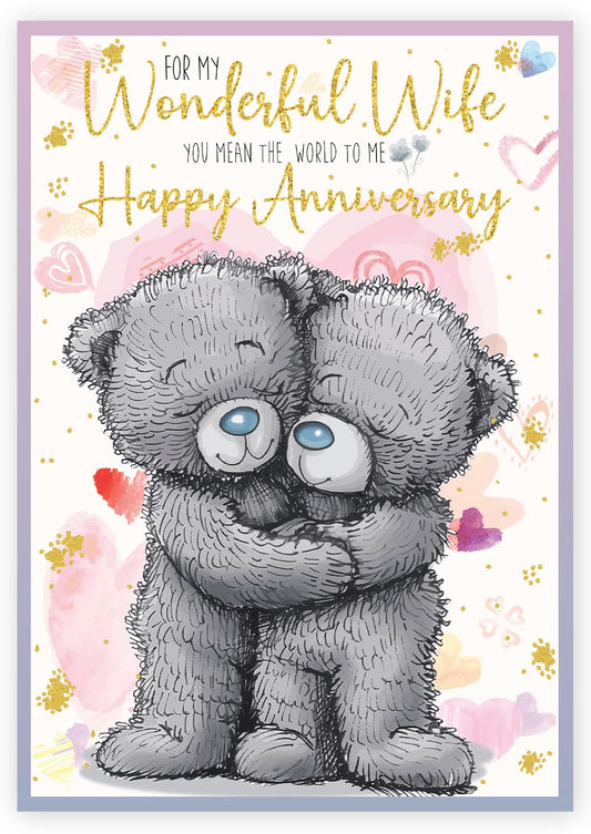 Anniversary Card for Wife with Envelope - Traditional Design Wife Anniversary Card, Eco-friendly - Perfect Wedding Greeting card for Her - Made in the UK