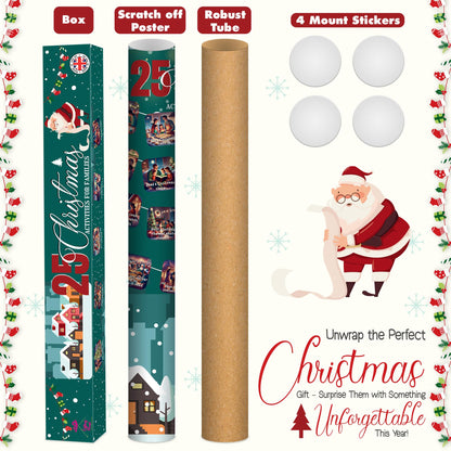 25 Christmas Activities for Families - A2 Size Christmas Scratch Off Poster - Perfect Christmas Eve Activities to Do Together with Family - Best Family Christmas Gifts for All Ages - Made in the UK