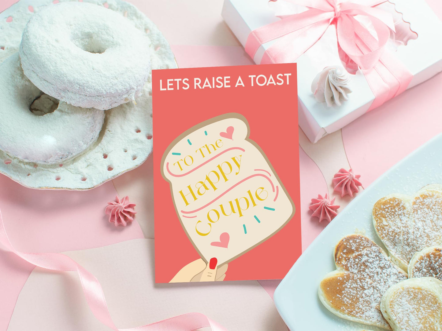 Anniversary Card for Couple Let's Raise a Toast To The Happy Couple Eco-Friendly Couple Happy Anniversary Card - (7.1 x 5.2 inch) - Made in UK