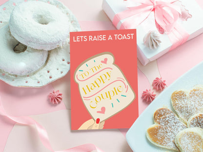 Anniversary Card for Couple Let's Raise a Toast To The Happy Couple Eco-Friendly Couple Happy Anniversary Card - (7.1 x 5.2 inch) - Made in UK