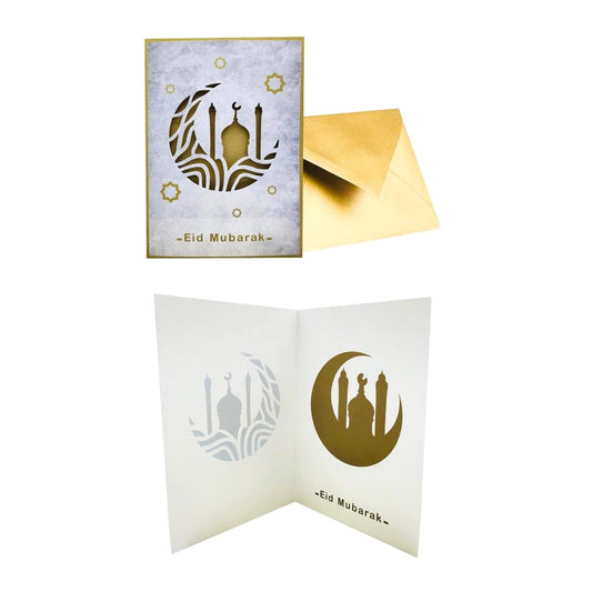 Premium 3D Eid Mubarak Cards Multipack with Golden Envelopes - Pack of 6/12 – 3D Design Eid Cards Multipack - Happy Eid Mubarak Card for kids and Family, Eco Friendly Greetings Cards