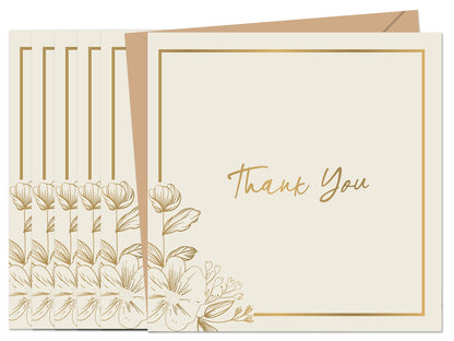 10 Cold-Foiled Thank You Cards Multipack with Envelopes - Elegant Design Thank You Greeting Cards for Teachers, Kids - Fully Recyclable and Eco-Friendly - 300 GSM
