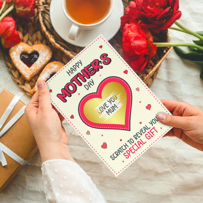 Funny Mothers Day Card for Mum | Personalised Scratch Card to Reveal Your Surprise Gift | Happy Mothers Day Card Funny from Daughter or Son | 18x13 cm | Embossed Seal & Envelope | Made in the UK