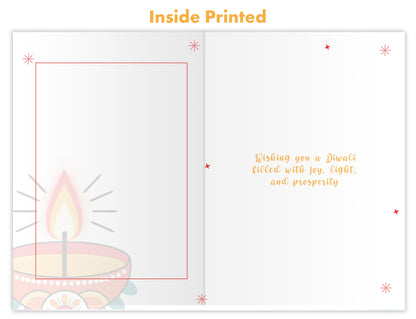 3D Light-Up Diwali Card with Envelope – Eco-Friendly Happy Diwali Card with Diya Design – Perfect for Diwali Decorations, Upto 36 hours light time – Made in UK