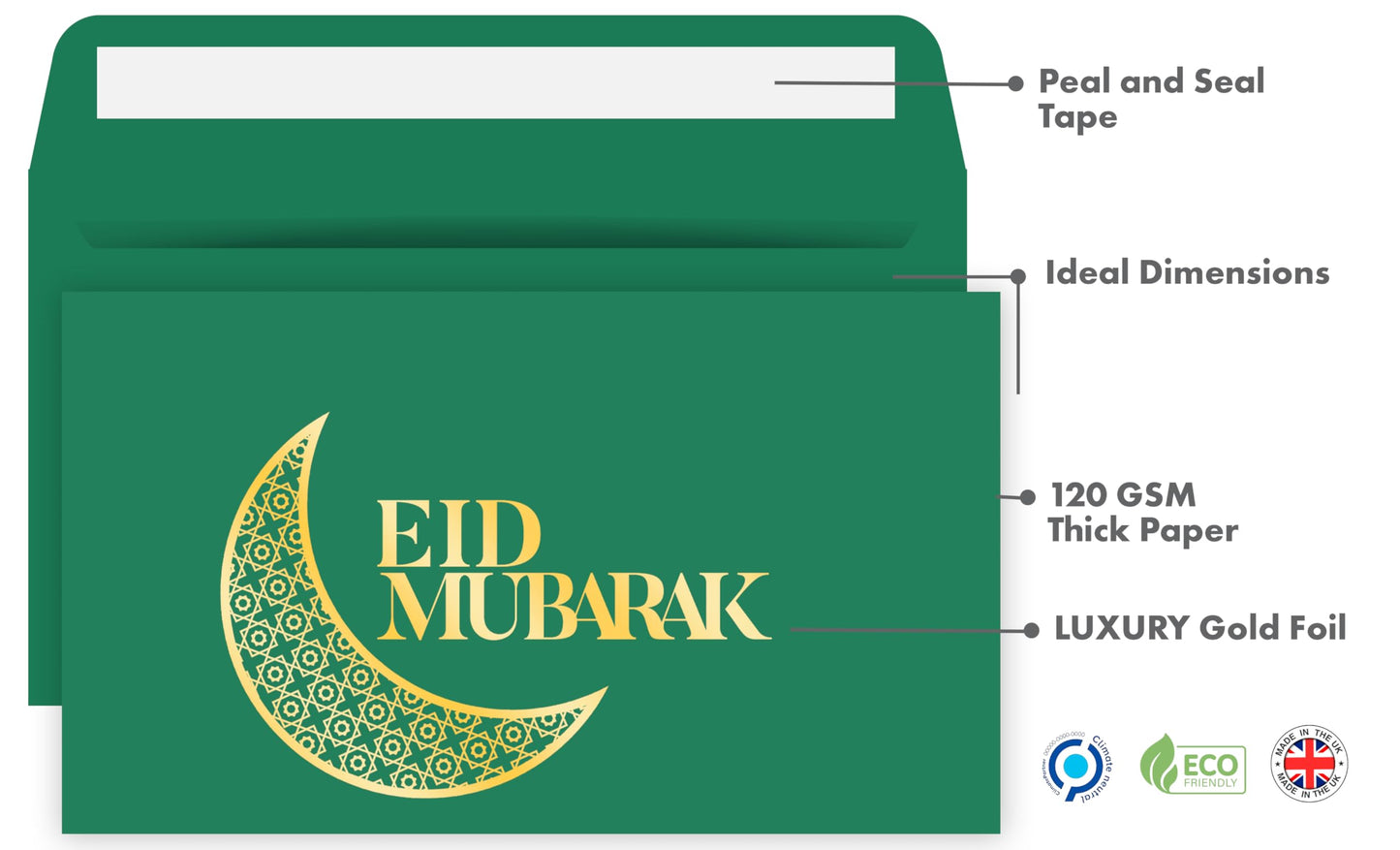 Giftinghouse Eid Money Envelopes 6/12/18 Pack - Gold Foil Eid Mubarak Cards, Happy Eid Mubarak Money Envelopes Featuring 6 Unique Designs, Eid Money Wallets for Kids, Eid Cards (18 ENVELOPES)