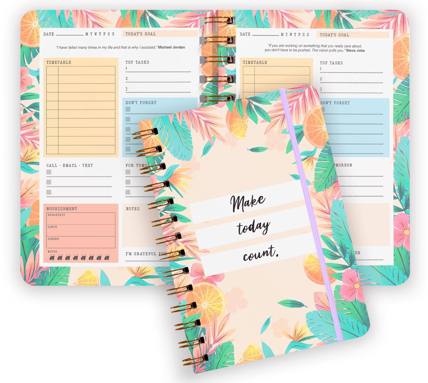 Giftinghouse Daily Planner Notebook Undated - To do list Notebook A5 - Weekly planner with Habit & Routine Tracker - Productivity Planner, Spiral Appointment Planner for Men and Women, Elastic Closure.