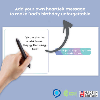 Funny Fathers Day Card for Dad from Daughter or Son - Dads Don’t Nap card - 15x15cm Size with Inside Message – Made in the UK. - Dad Birthday Card Funny.