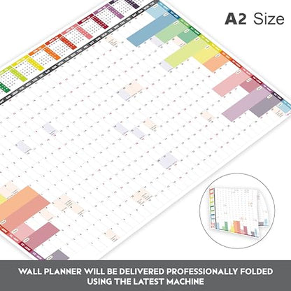 Academic Wall Planner 2025-2026 A2 Laminated – Wall Calendar from August 2025 to August 2026 – (59.4 x 42 cm) – 13 Months Mid Year Wall Planner 25/26 – Marked Holidays – Notes Space – Made in the UK