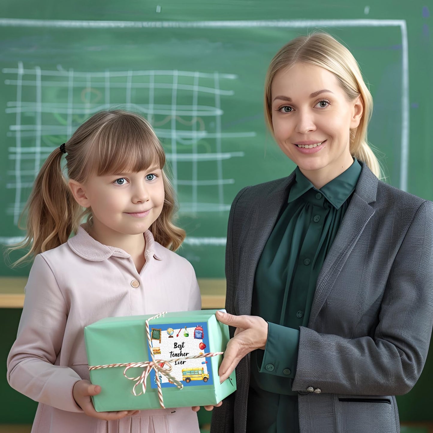 4 Thank You Teacher Cards with Envelope - Teacher Cards for Women and Men Best Teacher Ever - Made in the UK