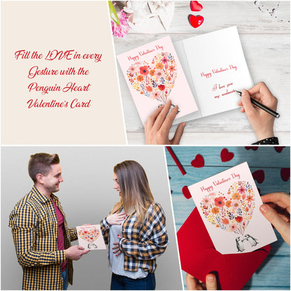 Giftinghouse Valentines Card - A5 Large Embossed Happy Valentines day card with Wax Seal for husband, him, boyfriend, fiancee, wife, her - Floral heart - 350 GSM - MADE IN UK.