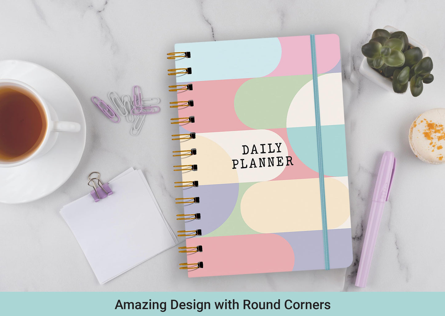 Giftinghouse Daily Planner Notebook Undated - To do list Notebook A5 - Weekly planner with Habit & Routine Tracker - Productivity Planner, Spiral Appointment Planner for Men and Women, Elastic Closure.