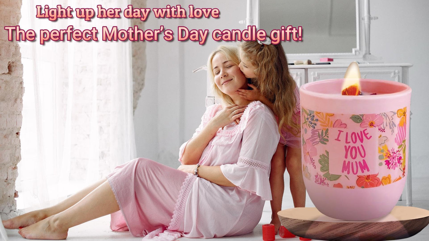 Mothers Day Gifts for Mum from Son or Daughter – Rose Soy Scented Candle with Loving Message I Love You Mum – Thoughtful Birthday, Christmas, Mother’s Day Gift – Unique Present for Mum Birthday Gift