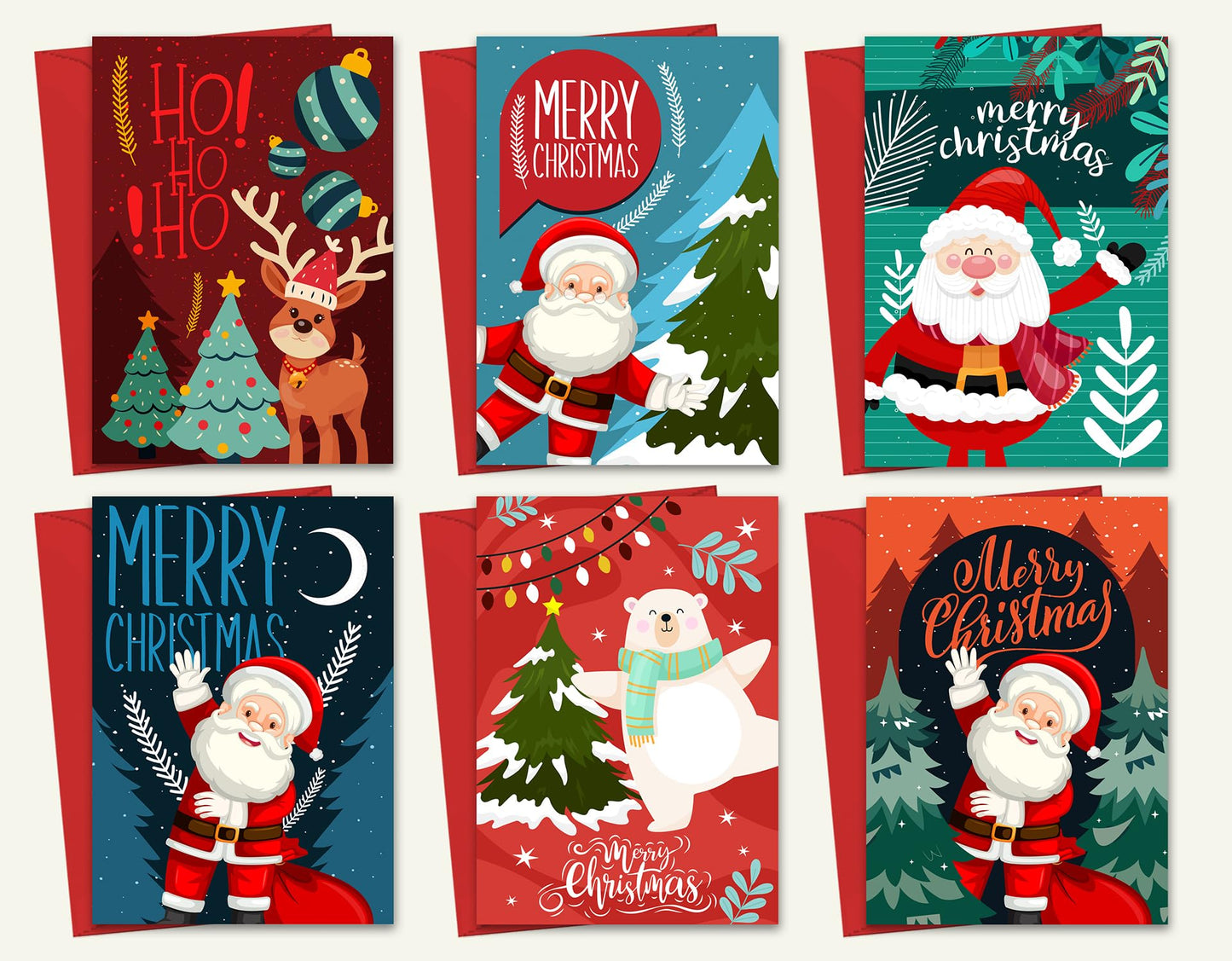 Giftinghouse Christmas Cards Multipack of 24/48 Xmas Santa cards for Family, Friends, Granddaughter and Childrens | Eco-friendly seasonal greeting card for sale.