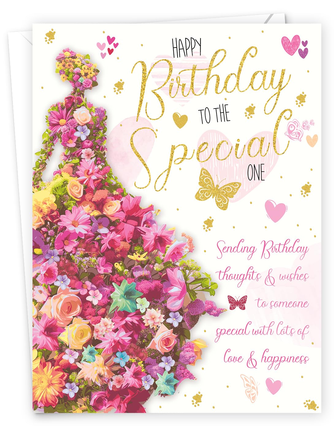 Birthday Card for Women with Envelope - Foiled Traditional Female Birthday Card - Eco-Friendly, Happy Birthday Card Girl, Large Size (8.8x6.3 inch) - Someone Special Birthday Card for Her - Made in UK