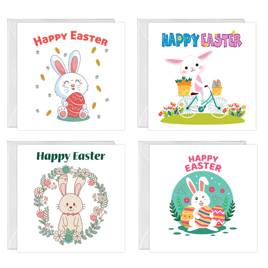 Giftinghouse Easter cards multipack 8/12 - Happy easter cards with envelopes - Eco-friendly luxury greeting cards for mum, kids, granddaughter, grandson