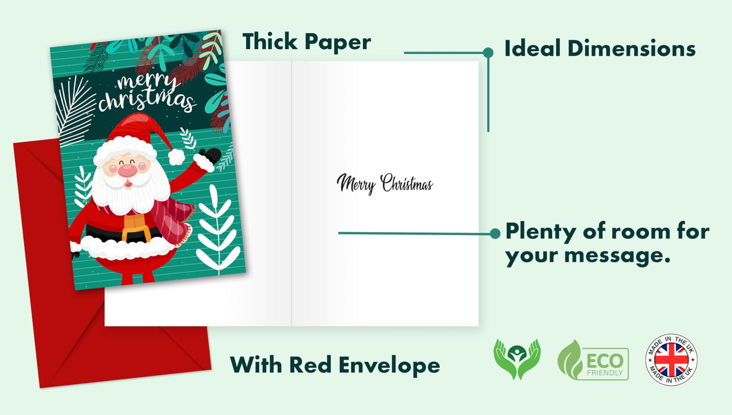 Giftinghouse Christmas Cards Multipack of 24/48 Xmas Santa cards for Family, Friends, Granddaughter and Childrens | Eco-friendly seasonal greeting card for sale.
