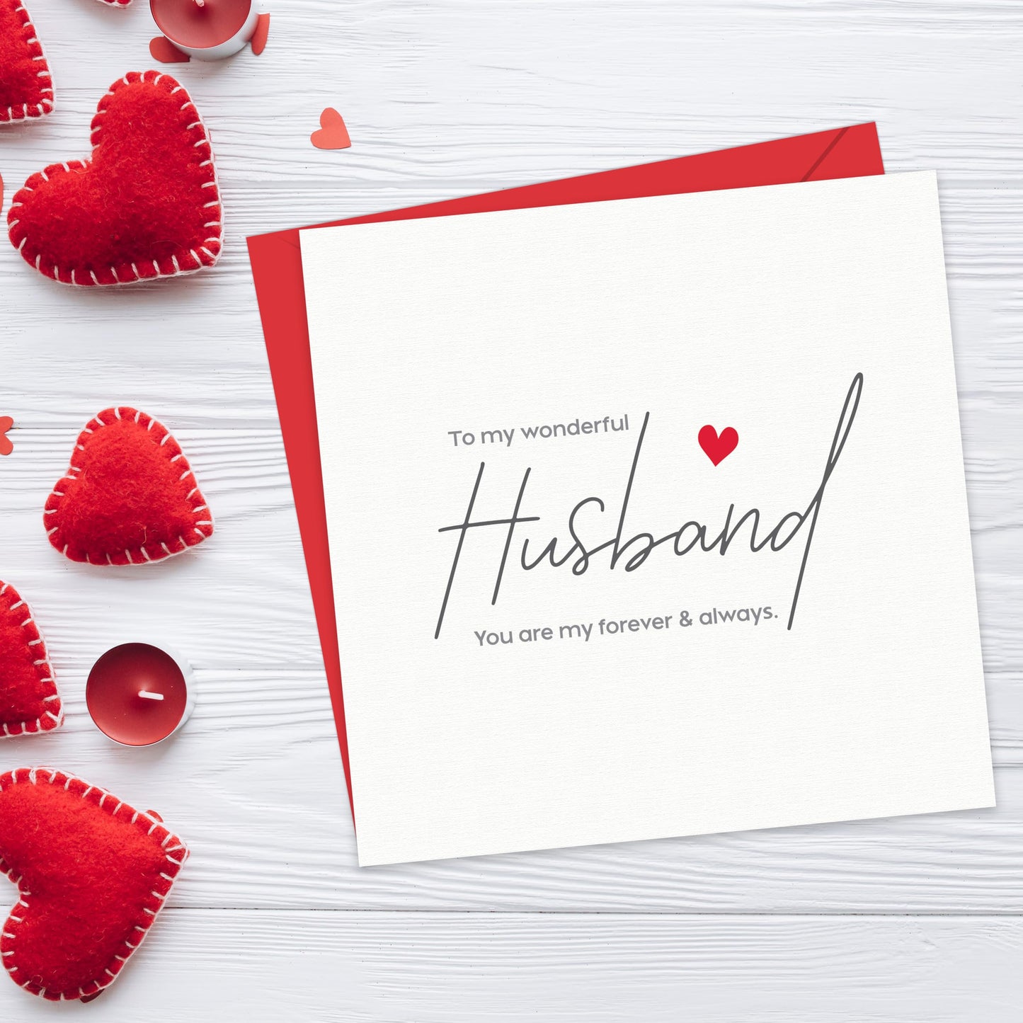 Anniversary Card for Husband – To My Wonderful Husband – Valentines card for him - 15x15cm Ideal Size – Premium 350 GSM – Made in the UK