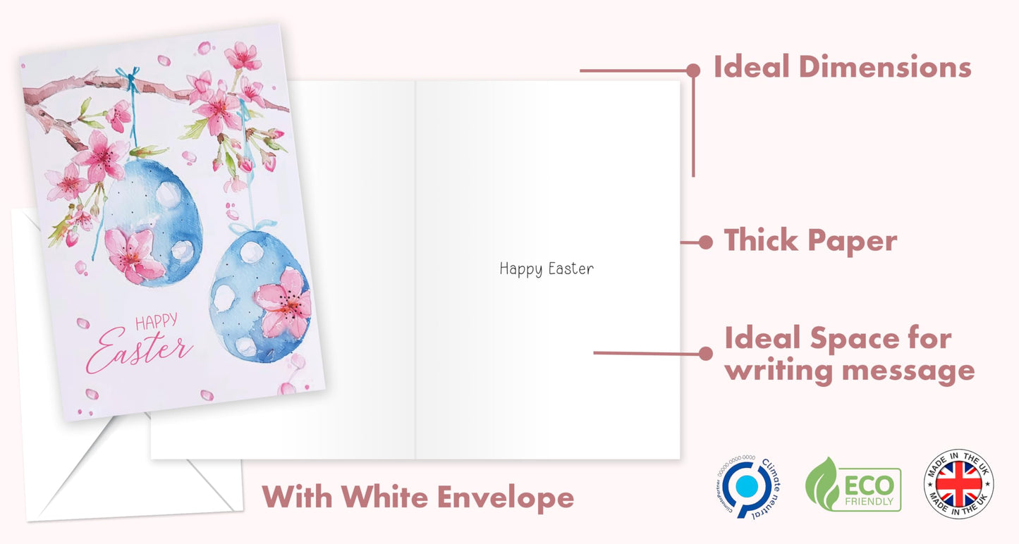 Giftinghouse Easter Cards Multipack of 12 - Happy Easter Cards with Envelopes Featuring 6 Unique Mixed Designs, Eco-friendly Blank Inside Greeting Card for kids
