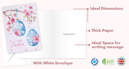 Giftinghouse Easter Cards Multipack of 12 - Happy Easter Cards with Envelopes Featuring 6 Unique Mixed Designs, Eco-friendly Blank Inside Greeting Card for kids