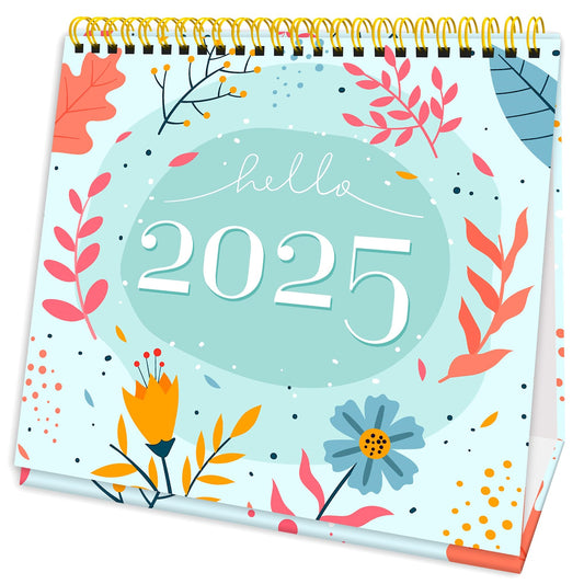 Luxury Desk Calendar 2025-2025 Desk Calendar UK from Jan to Dec. 2025, Month to view desk top flip over calendar with 12 Notes Pages.