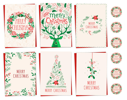 Giftinghouse Charity Christmas Cards Pack of 12 Multipack Xmas Cards Vintage 2024 for Family, Friends, Granddaughter and Childrens with Red envelopes | Seasonal Greetings for sale.