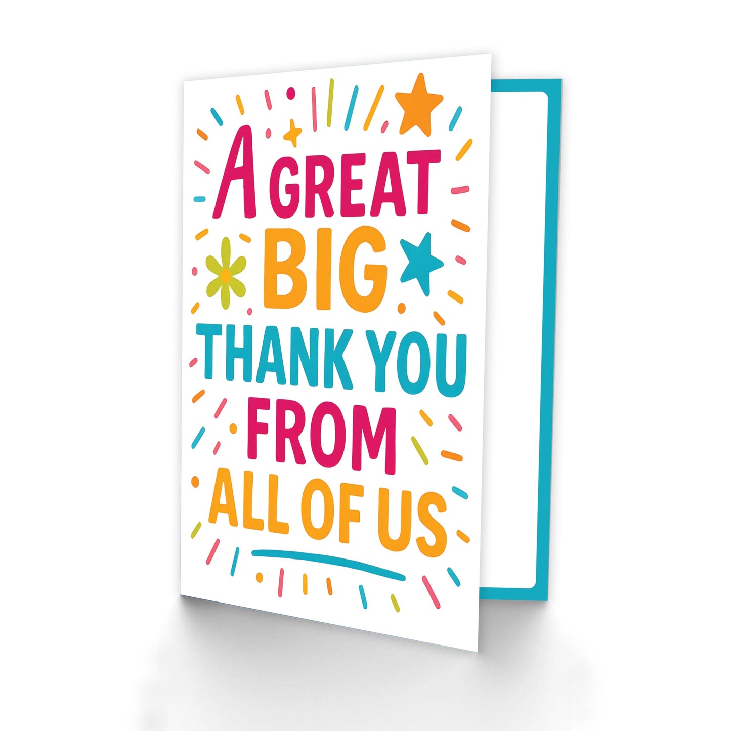 Large A4 Thank You Card – 29 x 21 cm – Bright & Colourful ‘A Great Big Thank You From All of Us’ – Group Appreciation Teacher thank you card, Coaches, Mentors, Colleagues, Office, Boss, Retirement