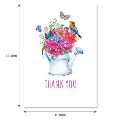 Giftinghouse Thank You Cards Multipack with Envelopes 12/24/48 Packs – Floral Design with Kraft Envelopes - Greeting cards for small business, wedding, kids Fully recyclable.