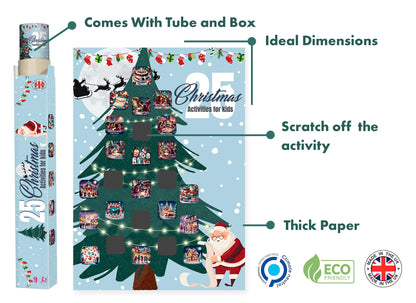 25 Fun Christmas Activities for Kids - A2 Size Christmas Scratch Off Poster for Kids - Perfect Christmas Eve Activities to Do with Kids - Christmas Gifts for Kids, Boys and Girls - Made in The UK