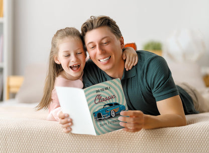 Giftinghouse Father's Day Card with Keyring and Luxury Wax Seal, Happy Fathers Day Card From Son, Daughter - Gift For Dad You're A Classic, Greeting Card from Kids - Made in UK