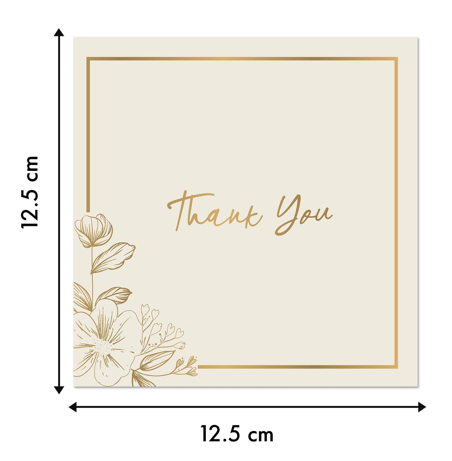 10 Cold-Foiled Thank You Cards Multipack with Envelopes - Elegant Design Thank You Greeting Cards for Teachers, Kids - Fully Recyclable and Eco-Friendly - 300 GSM