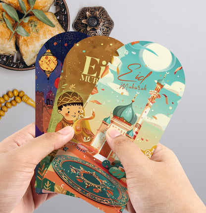 Giftinghouse Eid Money Envelopes 6/12/18 Pack - Eid Mubarak Cards – Happy Eid Mubarak Money Envelopes Featuring 6 Unique Designs, Perfect Eid Money Wallets for Kids, Eid Cards Multipack