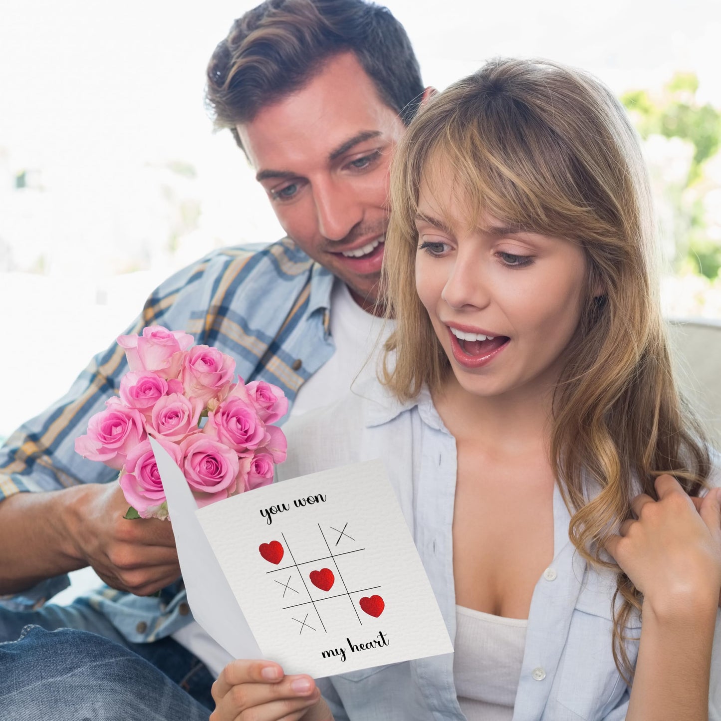 Valentines day card – You Won My Heart – Red Foil Heart Design – Eco-Friendly 150 x 150mm – Perfect Valentines Card for Him, Her, Husband, Wife, or Fiancé – Premium 350 GSM – Made in the UK