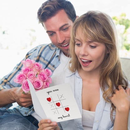 Valentines day card – You Won My Heart – Red Foil Heart Design – Eco-Friendly 150 x 150mm – Perfect Valentines Card for Him, Her, Husband, Wife, or Fiancé – Premium 350 GSM – Made in the UK
