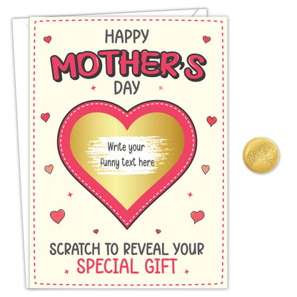 Funny Mothers Day Card for Mum | Personalised Scratch Card to Reveal Your Surprise Gift | Happy Mothers Day Card Funny from Daughter or Son | 18x13 cm | Embossed Seal & Envelope | Made in the UK