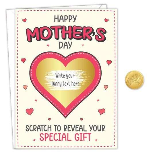 Funny Mothers Day Card for Mum | Personalised Scratch Card to Reveal Your Surprise Gift | Happy Mothers Day Card Funny from Daughter or Son | 18x13 cm | Embossed Seal & Envelope | Made in the UK