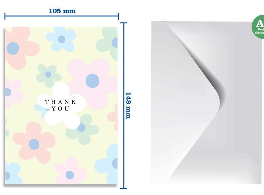 Giftinghouse Thank You Cards Multipack with Envelopes 12/24/48 - Petal Greeting cards for Teachers, wedding, kids - Fully recyclable and Eco-friendly cards. (Pack of 24 cards)