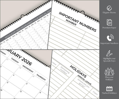 18 Month Calendar 2025-2026 - A4 Wall Calendar UK - A3 When Opened - 42x31cm from July 2025 to December 2026 – Month-to-View Planner with Notes Pages for Each Month.
