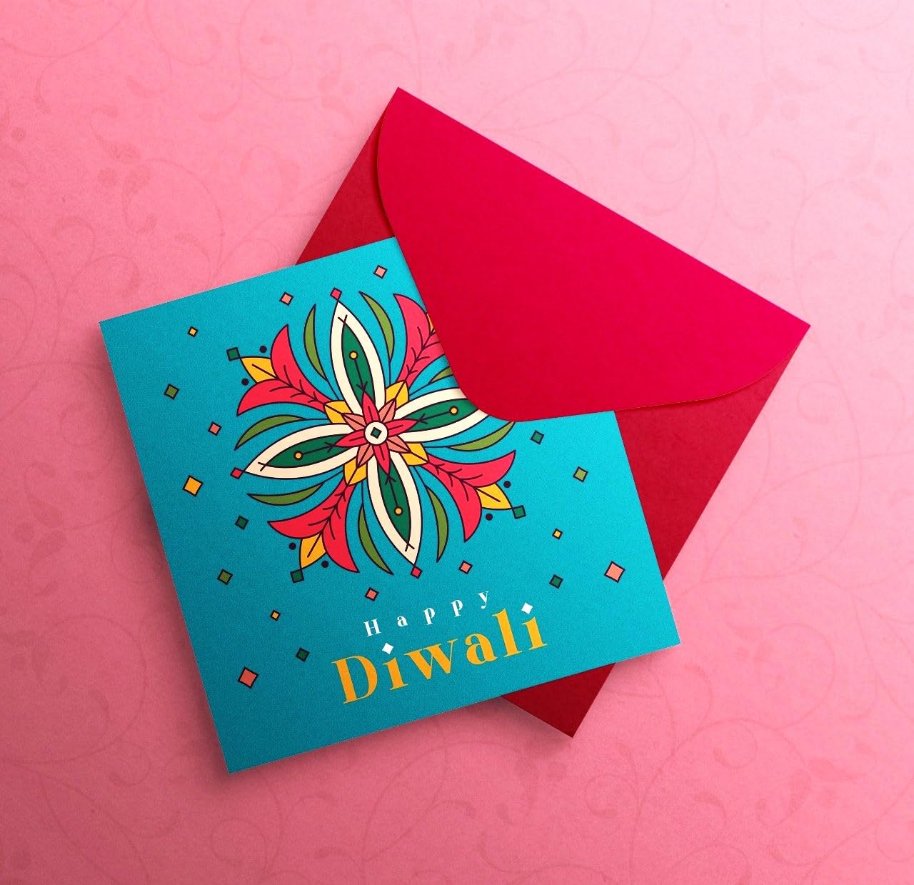 Giftinghouse Premium Diwali Cards Multipack with Envelopes - 8/12 Pcs of Happy Diwali Cards – Eco-Friendly, Luxury Greeting Cards with Red Envelopes for decorations, family, friends