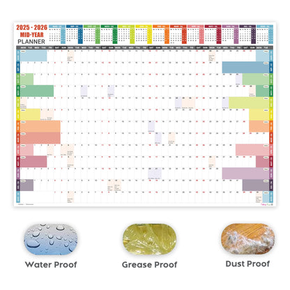 Academic Wall Planner 2025-2026 A1 Laminated – Wall Calendar from August 2025 to August 2026 – Large Size (85 x 59.4 cm) – 13 Months Mid Year Wall Planner 25/26 – Marked Holidays - Notes Space