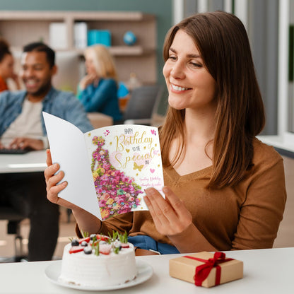 Birthday Card for Women with Envelope - Foiled Traditional Female Birthday Card - Eco-Friendly, Happy Birthday Card Girl, Large Size (8.8x6.3 inch) - Someone Special Birthday Card for Her - Made in UK