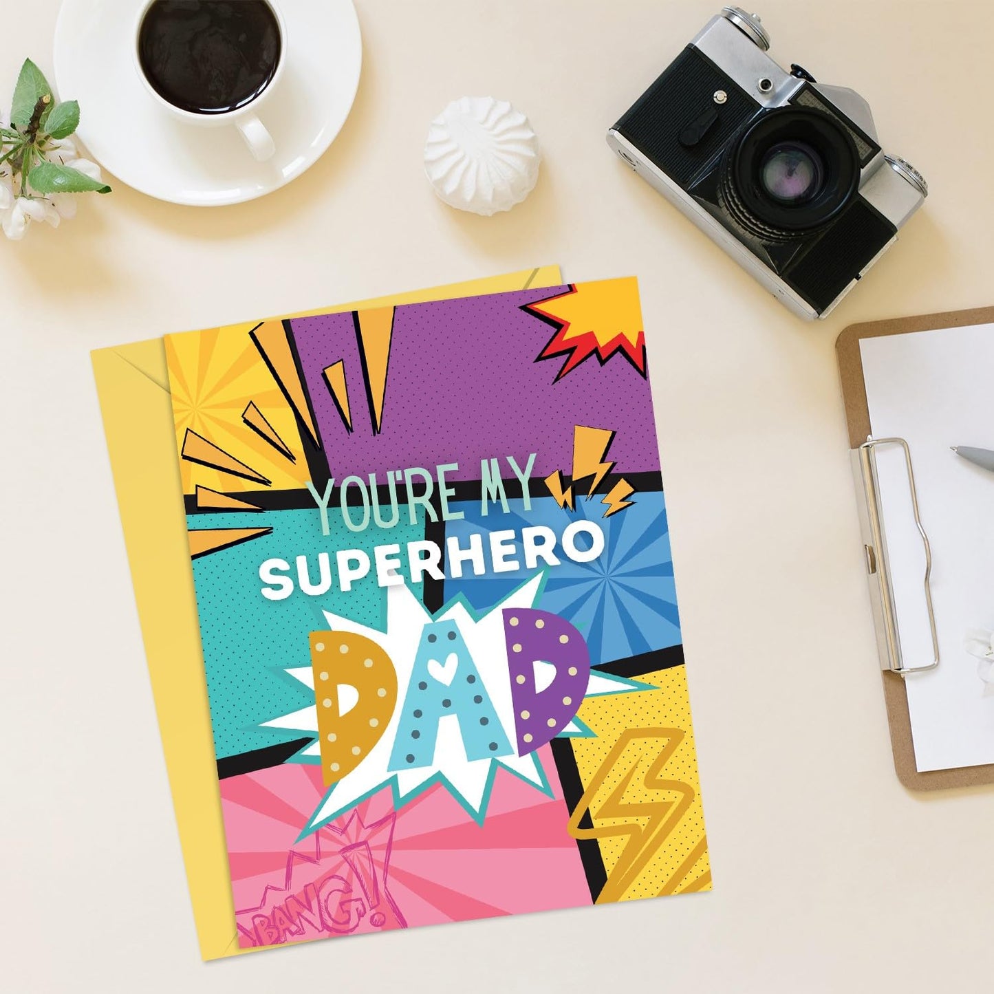 Giftinghouse Father's Day Card with Envelope, Happy Fathers Day Card From Son, Daughter - You're My Super Hero - Made in the UK