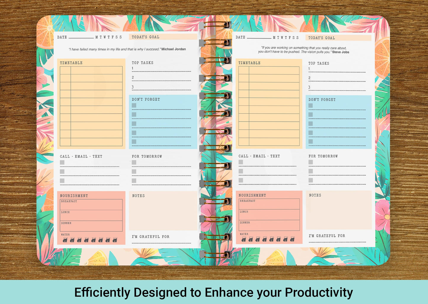 Giftinghouse Daily Planner Notebook Undated - To do list Notebook A5 - Weekly planner with Habit & Routine Tracker - Productivity Planner, Spiral Appointment Planner for Men and Women, Elastic Closure.