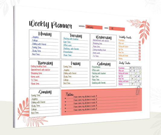 Giftinghouse Weekly Planner Notepad | 52 Luxury Sheets | Daily Planner | To do List Notepads | Weekly Meal Planner | Desk pad for Teachers, Students, Business Appointments.