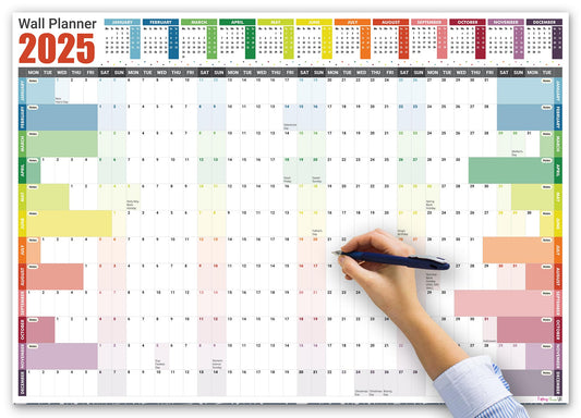 2025 Wall Planner A1 Laminated - Full Year Wall Planner 2025 UK - Wall Calendar 2025 with mount stickers for academic, office, home and school by (59.4 x 84.1 cm) - A1 size.