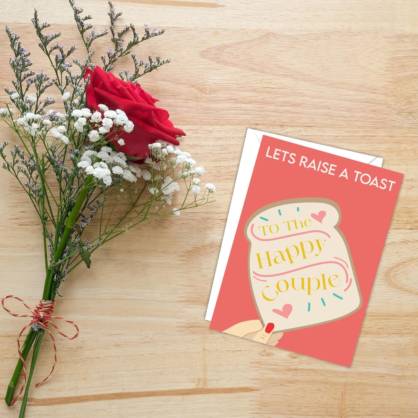 Anniversary Card for Couple Let's Raise a Toast To The Happy Couple Eco-Friendly Couple Happy Anniversary Card - (7.1 x 5.2 inch) - Made in UK